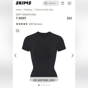 Skims Soft Smoothing Tshirt XS Onyx Black